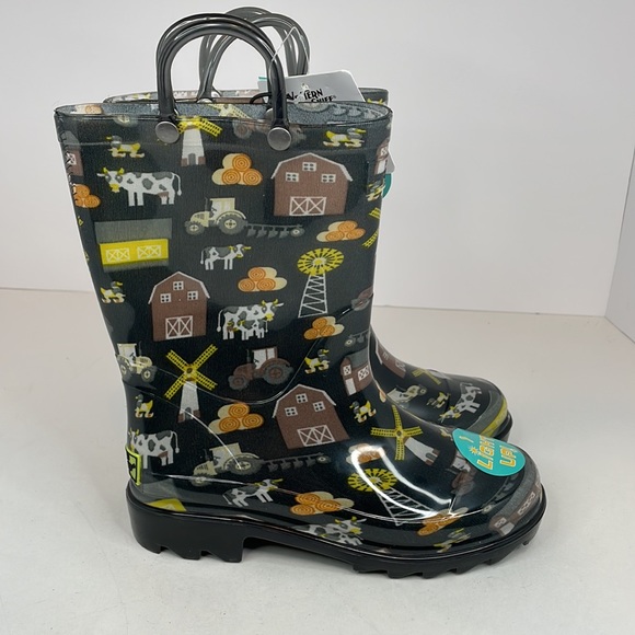 New Western Chief Toddler Boy's Tractor Barn Lighted PVC Grey Boot Size 12 - Picture 5 of 9